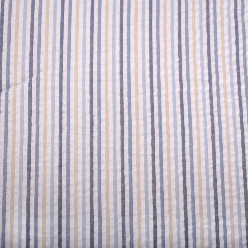 Seersucker JOE Cremeweiß / Blau